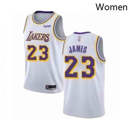 Womens Los Angeles Lakers 23 LeBron James Authentic White Basketball Jerseys Association Edition